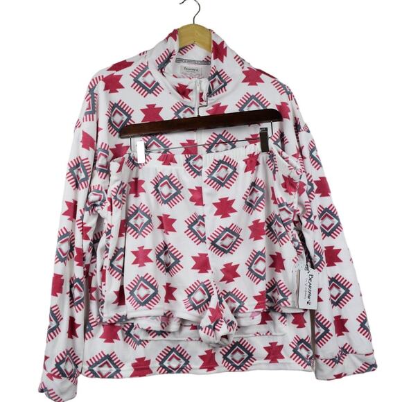 BearPaw Other - BearPaw Fleece Red 2 Piece Pajama Long Sleeve Top & Short Set Soft Cozy 2X NWT